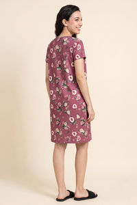 Zivame Buttersoft Fruity Knit Poly Knee Length Nightdress With In Built Slip On Bra - Mesa Rose — thumbnail 3